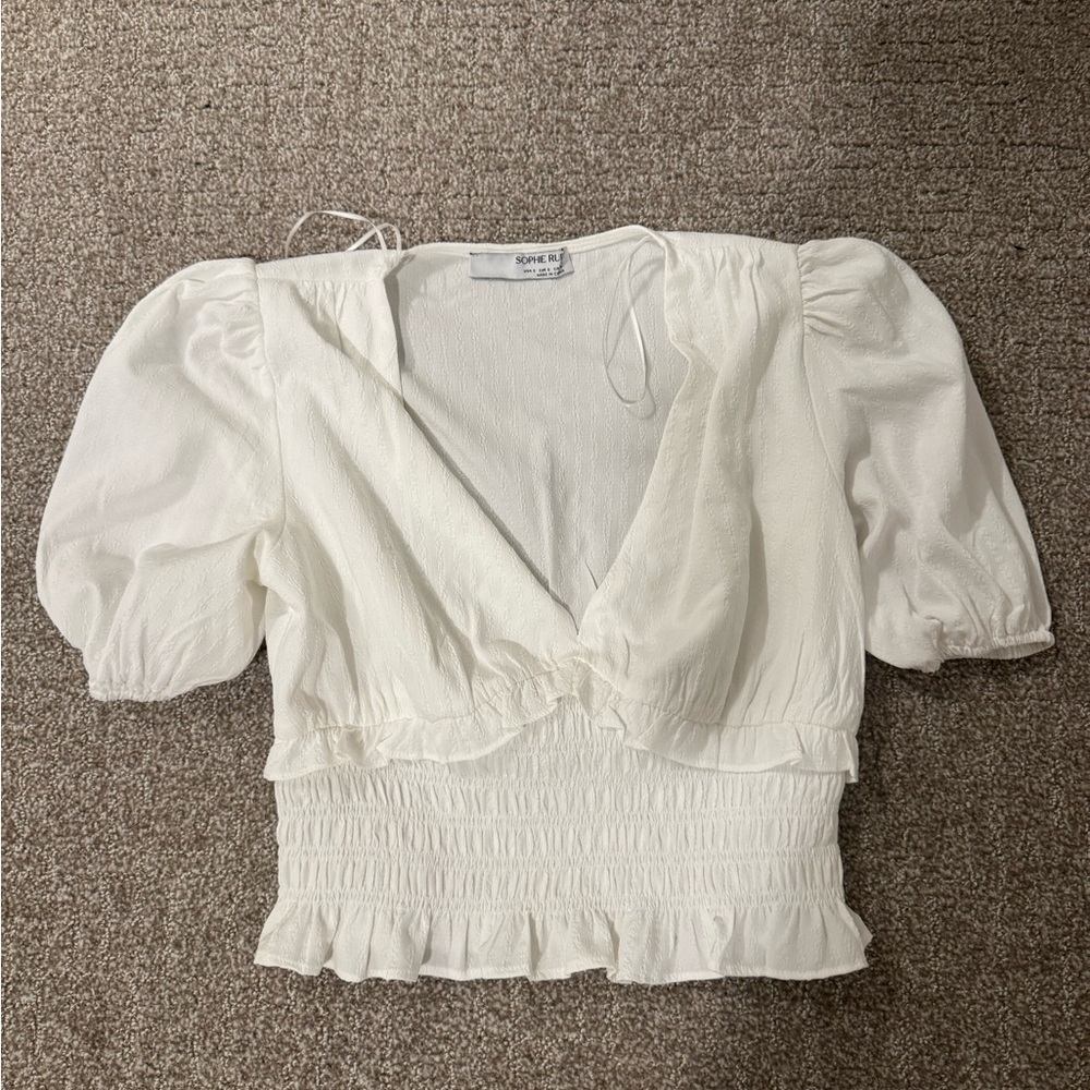 Sophie Rue White Puff Sleeve Top
